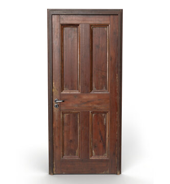 Vintage Wooden Door with Detailed Panels