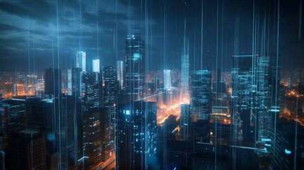 An AI controlled smart energy management system optimizing power distribution across a city grid based on real time usage patterns, Smart grid technology style, photo of