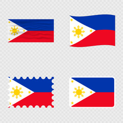 Philippines national flag in four different styles.