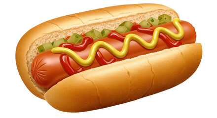 Isolated Hot Dog with Mustard and Ketchup