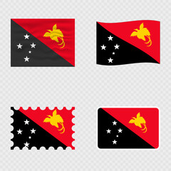Papua New Guinea national flag in four different styles.