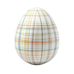 Easter egg decorated with a plaid pattern in spring colors, isolated on white background