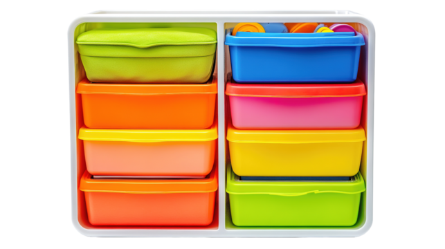 Organized plastic drawer unit with labeled compartments for efficient storage in any room