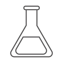 平底フラスコのラインベクターアイコン：実験器具のシンボル - Erlenmeyer Flask Line Vector Icon: Symbol of Laboratory Equipment