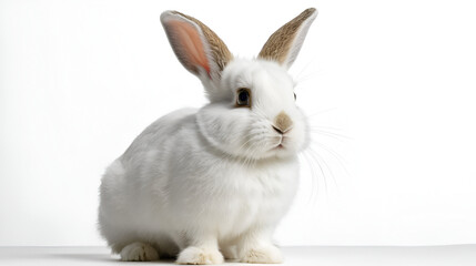 Obraz premium Rabbit , 4 months old, sitting against white background