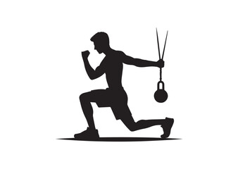 Man doing exercise silhouette vector