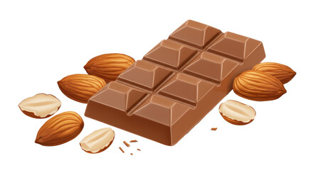 Isolated Milk Chocolate Bar with Almonds