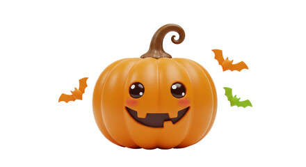 Isolated Cute Halloween Pumpkin with Bats