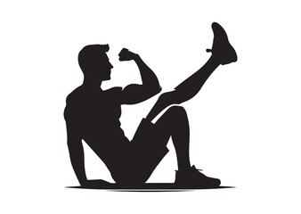 Man doing exercise silhouette vector