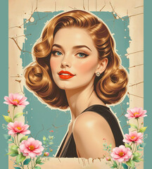 Retro Charm: Vintage Beauty of a Graceful Woman.