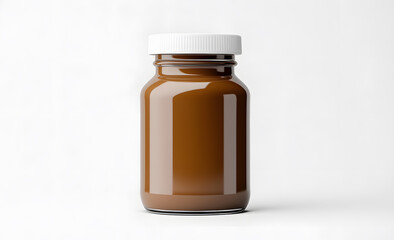 Clear glass jar filled with hazelnut chocolate spread mock up, isolated on white background