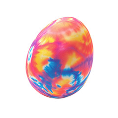 Easter egg decorated with vibrant tie-dye patterns, isolated on white background