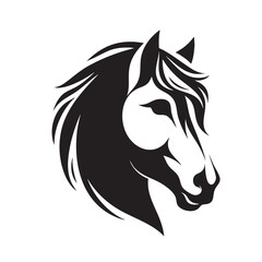 Obraz premium Majestic Horse Head Silhouette: Elegant Black and White Equine Art
