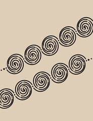 Ancient painting, swirls, circle, tattoo