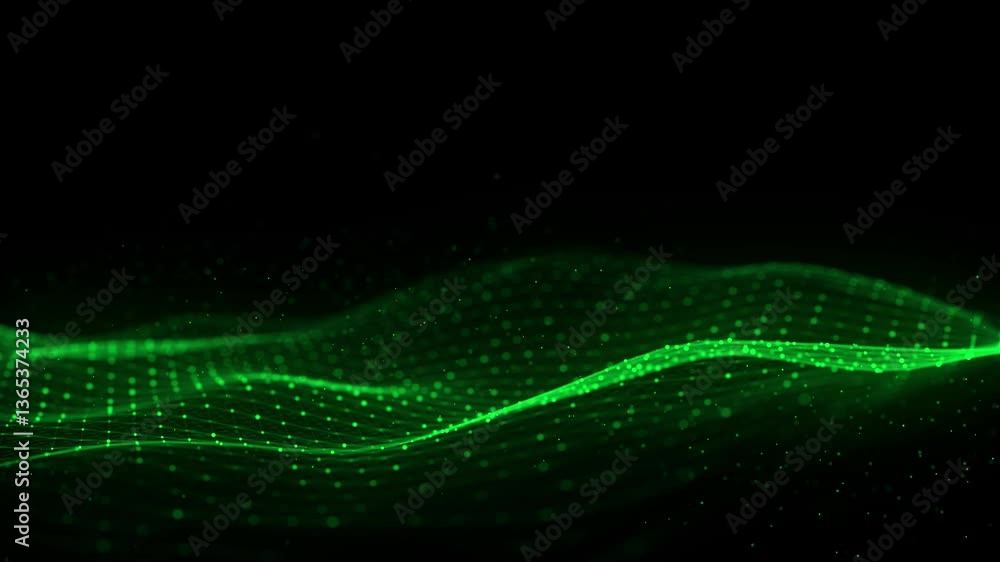 Aufkleber dynamic green wave of particles and lines. abstract futuristic background. big data visualization. 3
