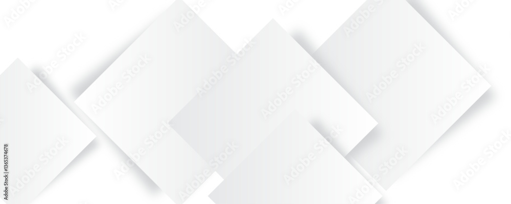 Poster abstract white background. square geometric pattern modern and minimal concept white and gray color 