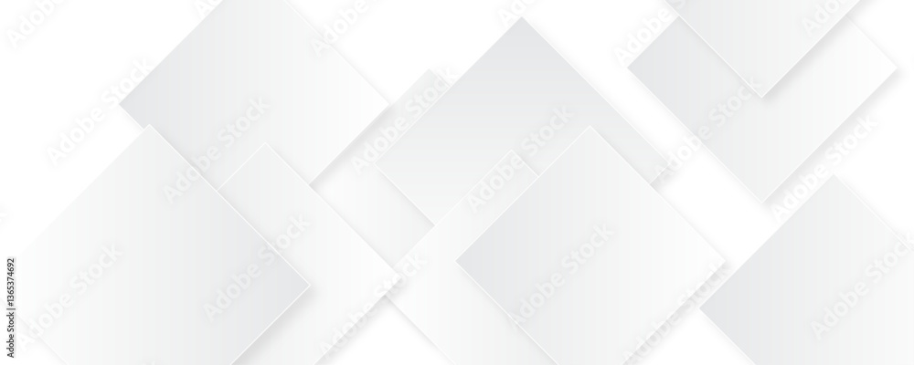 Poster abstract white background. square geometric pattern modern and minimal concept white and gray color 