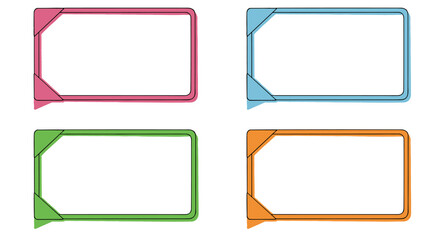 Colorful rectangular frames with folded corners, perfect for adding text or images.