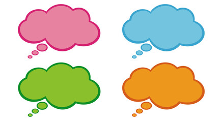 Colorful thought bubbles on white background.