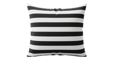 Isolated Black and White Striped Pillow