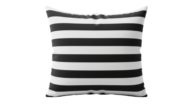 Isolated Black and White Striped Pillow