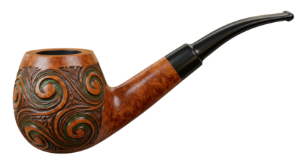 Isolated Decorated Smoking Pipe