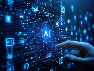 Fototapeta premium AI Machine learning. Science and artificial intelligence technology.