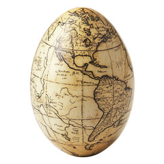 Easter egg featuring a hand-drawn map design, isolated on white background