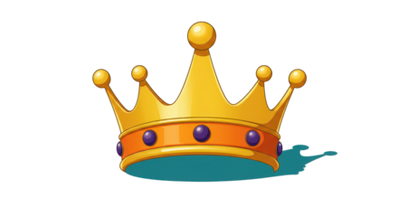 Isolated Cartoon Golden Crown with Purple Jewels