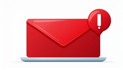 Red notification reminder icon chat message of attention alert alarm notice sign or flat 