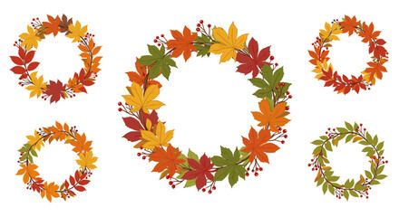 Autumn leaf wreaths in warm colors. Perfect for fall decor.