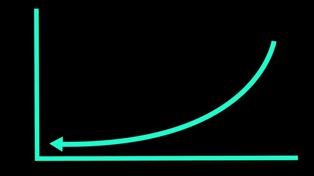 Abstract glowing arrrow graph animation on black background. please, stop Followers Celebration text animation effect.