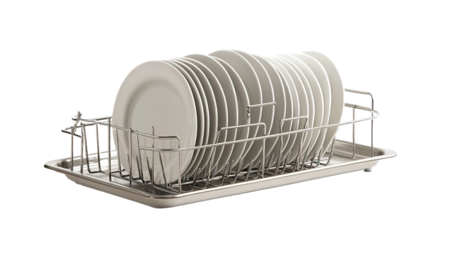 Efficient stainless steel dish rack with removable drip kitchen product showcase modern aesthetic home organization