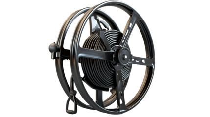 Efficient metal hose reel for wall-mounting home garden tool storage indoor/outdoor compact design
