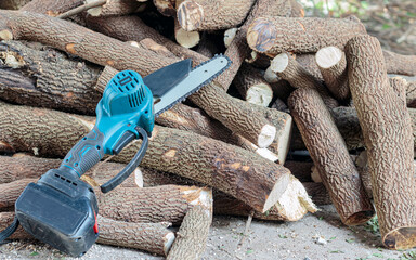 Cordless chain saw for cutting small wood