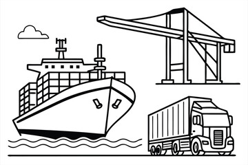 vector drawing of a factory