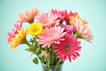 bouquet of flowers on a blue background