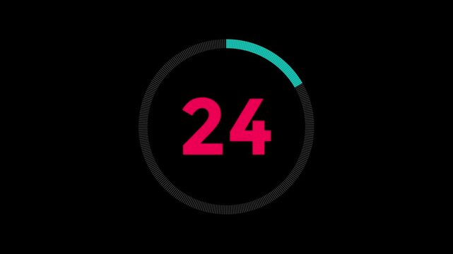 Circle countdown timer animation from 30 to 0 second. 30 seconds dashed line circle countdown timer. Round circle 30 seconds countdown, Countdown timer, Countdown video. 4k