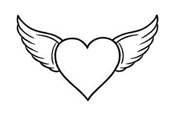 Winged Heart Love, Freedom, Flight, Symbol, Design, Tattoo, Art, Outline, Graphic, Vector