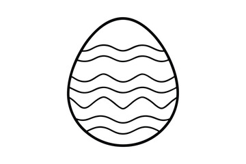 Simple Line Art Easter Egg Design, Wavy Pattern, Spring Holiday