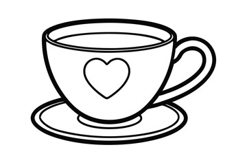 Heartshaped teacup, hot beverage, love, drink, cafe, morning, cozy, romance, cup, saucer