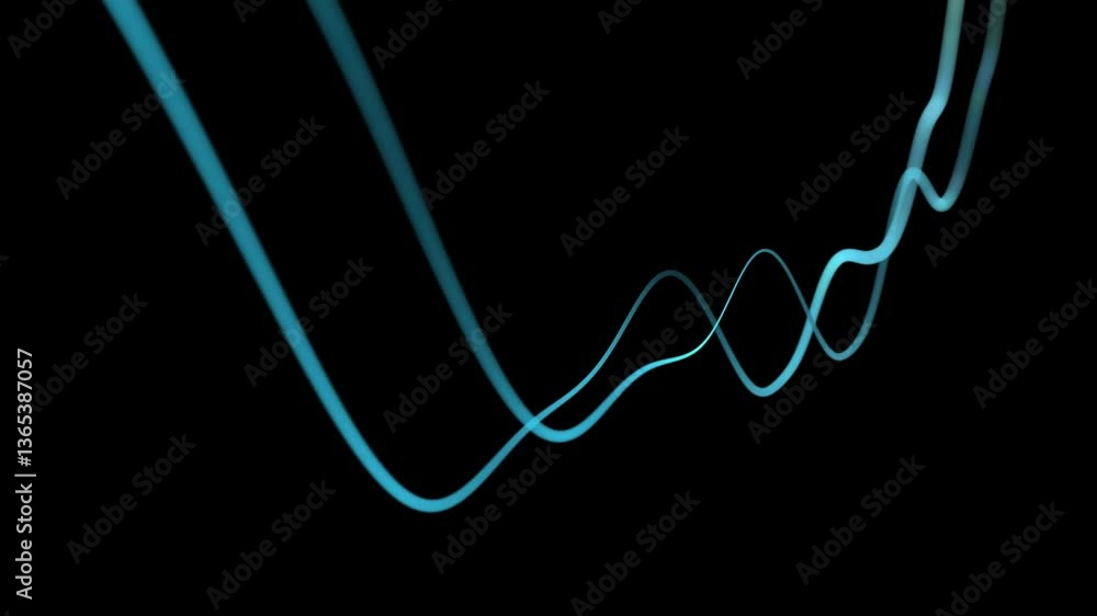 Poster futuristic video animation with particle wave object in slow motion. rippling abstract waveform anim