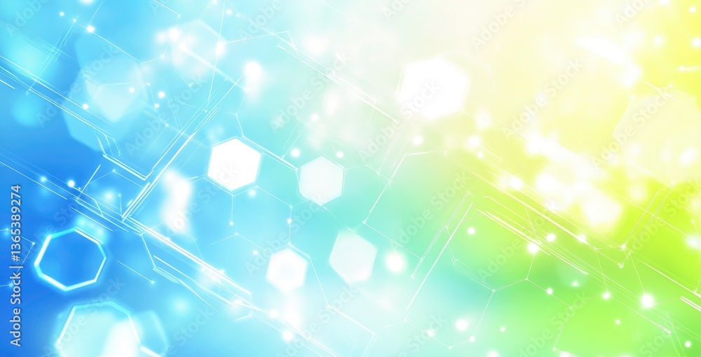 Poster abstract technology background with light gradient and hexagons