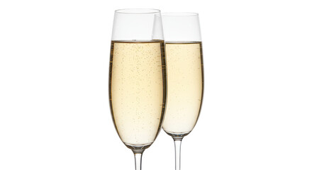 Isolated Two Champagne Flutes with Bubbles
