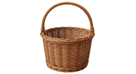 Isolated Wicker Basket with Handle