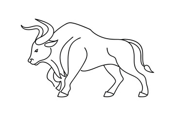 Powerful Taurus Bull Line Art, Zodiac Symbol, Strength, Power, Illustration