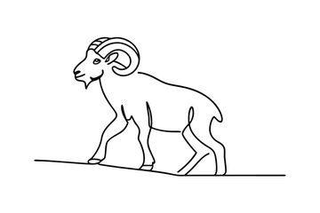 Continuous Line Drawing of a Majestic Mountain Goat