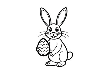 Adorable Easter Bunny Holding Decorated Egg Coloring Page