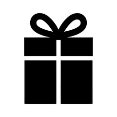 Black Gift Box Icon on White Background