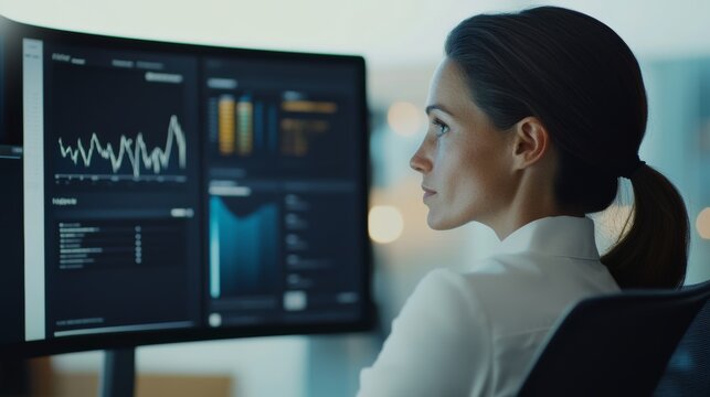 An AI powered automated financial advisor recommending personalized investment strategies based on market trends and individual risk profiles, Finance technology style, photo of